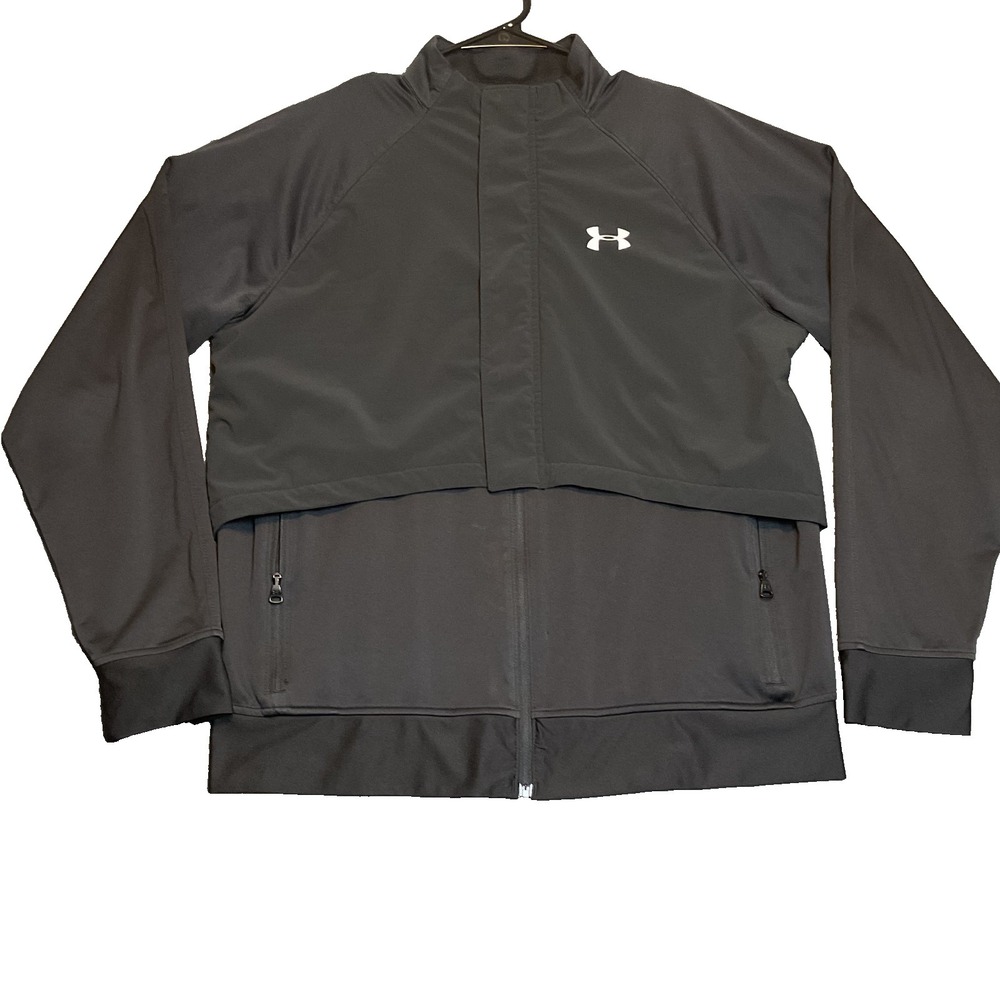 Under Armour ColdGear Reactor Jacket Mens Large Black Stretch Wind Resistant Zip